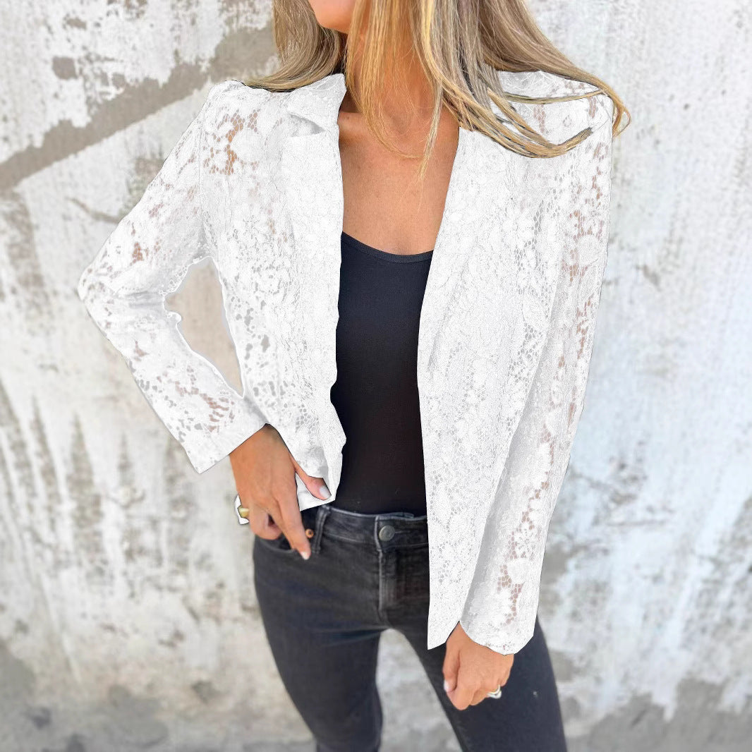 Veste en Dentelle Élégante à Manches Longues