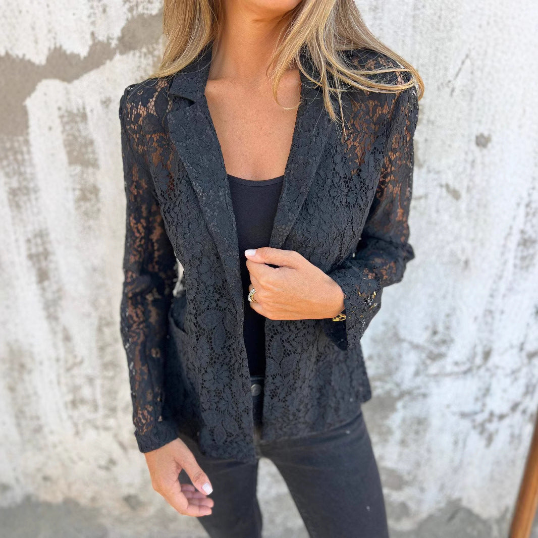 Veste en Dentelle Élégante à Manches Longues