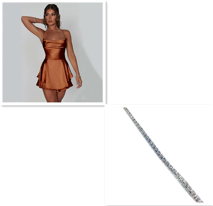 Robe Courte Satinée à Bretelles – Élégante & Sexy
