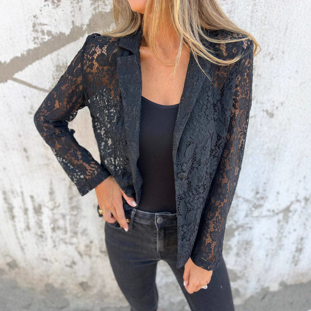 Veste en Dentelle Élégante à Manches Longues