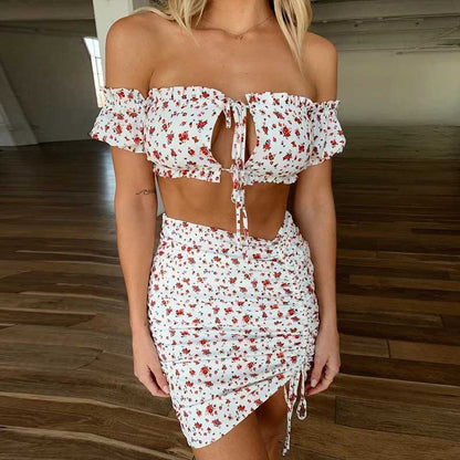 Ensemble floral blanc femme