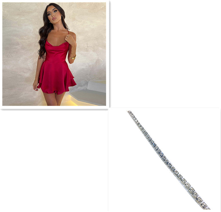 Robe Courte Satinée à Bretelles – Élégante & Sexy