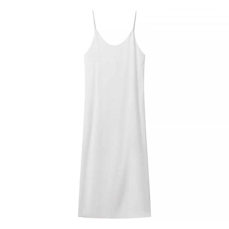 Robe Élégante à Bretelles en Satin Doublé